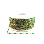 Load image into Gallery viewer, V250GRGF. Gold Filled Green Color Enamel Cable Chain