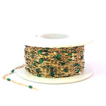 Load image into Gallery viewer, V295GRGF. 14K Gold Filled Green Color Enamel with Paperclip and Diamond Cut Marina Links