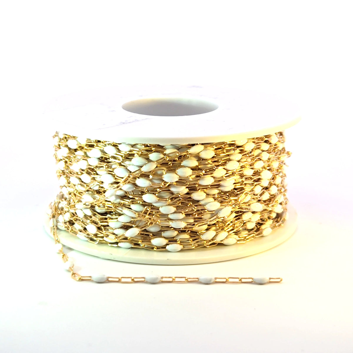 V250-WTGF. 14k Gold Filled White Color Enamel Satellite Cable Chain