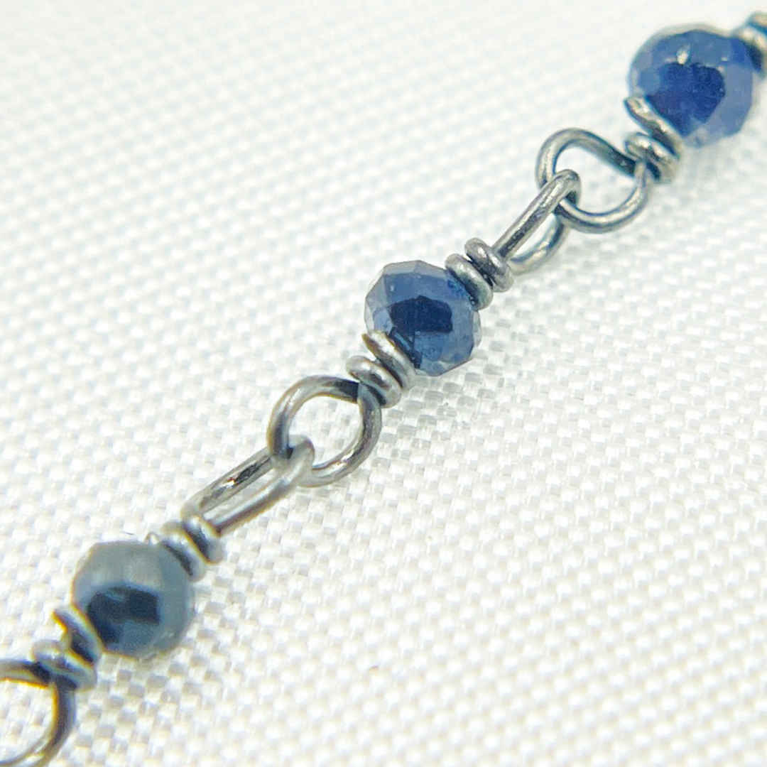 Blue Sapphire Oxidized Wire Chain. MSA19