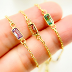 Load image into Gallery viewer, Multi Color Cubic Zirconia Rectangular Shape Connected Chain. CZ46