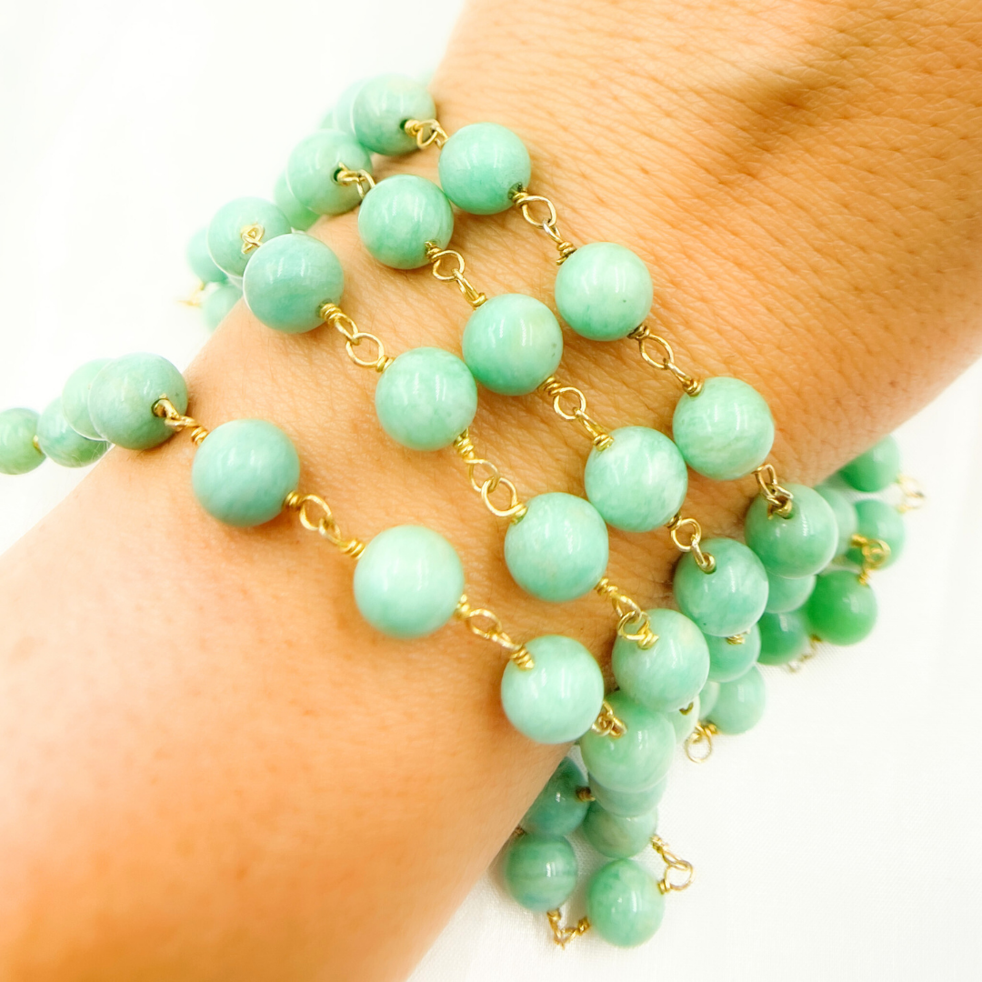 Amazonite Gold Plated Wire Chain. AMZ16