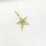 Load image into Gallery viewer, GDP658. 14k Solid Gold Diamond & Emerald Star Charm