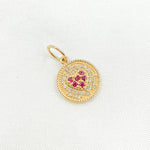Load image into Gallery viewer, 14k Solid Gold Diamond and Gemstone Circle Heart Charm. GDP409