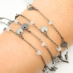 Load image into Gallery viewer, Moonstone and Dangle Disc Oxidized Wire Chain. MS34