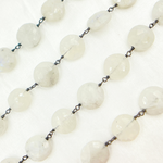 Load image into Gallery viewer, White Moonstone Coin Shape Oxidized Wire Chain. WMS32