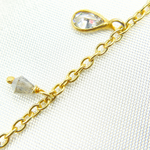 Load image into Gallery viewer, Coated Labradorite Drop & CZ Pear Shape Dangle Gold Plated Wire Chain. CLB63