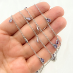 Load image into Gallery viewer, Purple Color Cubic Zirconia Pear Shape Dangle Chain. CZ60