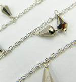 Load image into Gallery viewer, Steel Pyrite Drop Dangle 925 Sterling Silver Wire Chain. PYR24