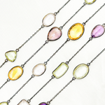 Load image into Gallery viewer, Multi Gemstone Organic Shape Connected Wire Chain. MGS7