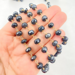 Load image into Gallery viewer, Coated Black Spinel Gold Plated Wire Chain. CBS15