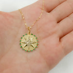Load image into Gallery viewer, GDP618. 14k Solid Gold Diamond & Emerald Circle Charm