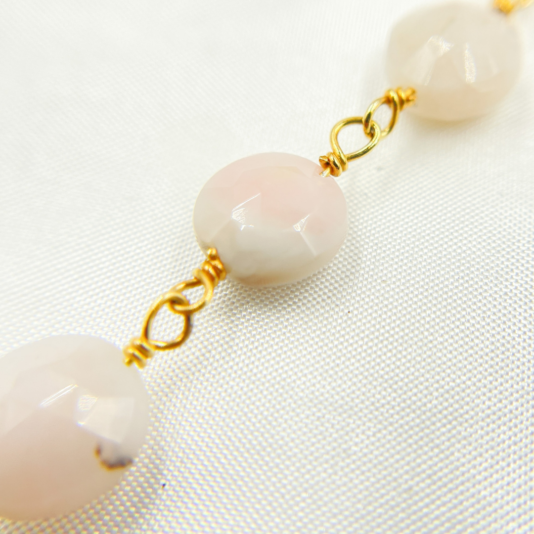 Pink Opal Gold Plated Wire Chain. POP5