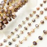 Load image into Gallery viewer, Coated Taupe Moonstone Gold Plated Wire Chain. CMS80