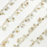 Load image into Gallery viewer, Coated Multi Moonstone Cluster Dangle 925 Sterling Silver Wire Chains