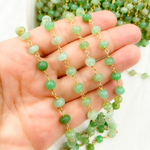 Load image into Gallery viewer, Chrysoprase Smooth Gold Plated Wire Chain. CHR19