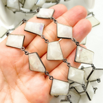 Load image into Gallery viewer, White Moonstone Fancy Shape Bezel Chain. WMS3