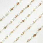 Load image into Gallery viewer, Coated Peach Moonstone 925 Sterling Silver Wire Chain. CQU40
