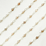 Load image into Gallery viewer, Coated Peach Moonstone 925 Sterling Silver Wire Chain