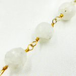 Load image into Gallery viewer, White Rainbow Moonstone Gold Plated Wire Chain.