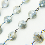 Load image into Gallery viewer, Coated Quartz Coin Shape Oxidized Wire Chain. CQU11