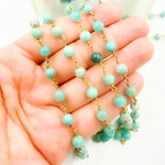 Load image into Gallery viewer, Amazonite Round Gold Plated Wire Chain. AMZ17
