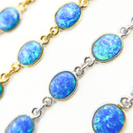 Load image into Gallery viewer, Created Blue Opal Oval Shape Connected Chain. CBO10