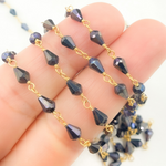 Load image into Gallery viewer, Coated Black Spinel Tear Drop Wire Chain. CBS16