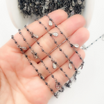 Load image into Gallery viewer, Coated Black Spinel & CZ Dangle Oxidized Wire Chain. BSP16