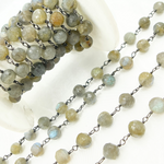 Load image into Gallery viewer, Labradorite Round Shape Oxidized Wire Chain. LAB99
