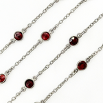 Load image into Gallery viewer, Garnet Round Shape Bezel Oxidized Wire Chain. GAR4