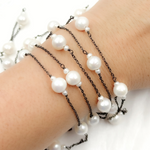 Load image into Gallery viewer, Freshwater Pearl Oxidized Wire Chain. PRL28
