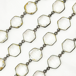 Load image into Gallery viewer, Crystal Hexagon Shape Bezel Oxidized Wire Chain. CR2