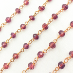 Load image into Gallery viewer, Garnet Rose Gold Plated Wire Chain. GAR15