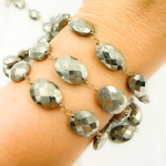 Load image into Gallery viewer, Pyrite With Marquis Shape Gold Plated Wire Chain. PYR52