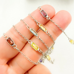 Load image into Gallery viewer, Multi Color Cubic Zirconia Rectangular Shape Connected Chain. CZ46