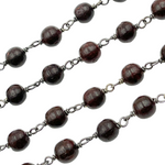 Load image into Gallery viewer, Wood Round Shape Wire Wrap Chain. WO1

