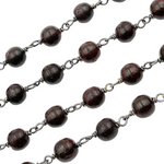 Load image into Gallery viewer, Wood Round Shape Wire Wrap Chain.