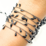 Load image into Gallery viewer, Black Spinel Drop Dangle Oxidized Wire Chain. BSP18