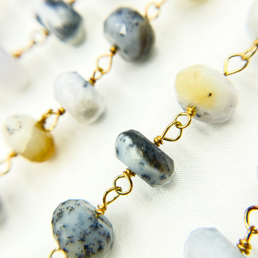 Dendrite Opal Gold Plated Wire Chain. DEN7