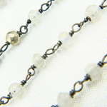 Load image into Gallery viewer, Moonstone & Pyrite Oxidized Wire Chain. MS46