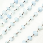 Load image into Gallery viewer, Blue Opal Rondel Faceted Oxidized Wire Chain. BLO5
