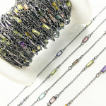 Load image into Gallery viewer, Multi Color Cubic Zirconia Rectangular Shape Connected Chain. CZ46