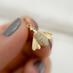 Load image into Gallery viewer, 14k Solid Gold Diamonds & Blue Sapphire Insect Charm. GDP491