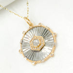 Load image into Gallery viewer, 14k Solid Gold and Sterling Silver Black Rhodium Diamonds Circle Charm. KSG52