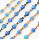 Load image into Gallery viewer, Created Blue Opal Round Shape Connected Chain. CBO9
