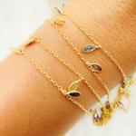 Load image into Gallery viewer, Multi Color Cubic Zirconia Marquise Shape Dangle Chain. CZ40