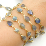 Load image into Gallery viewer, Labradorite Pear and Circle Shape Bezel Chain. LAB56