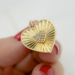 Load image into Gallery viewer, 14k Solid Gold Diamond Heart Charm. GDP490