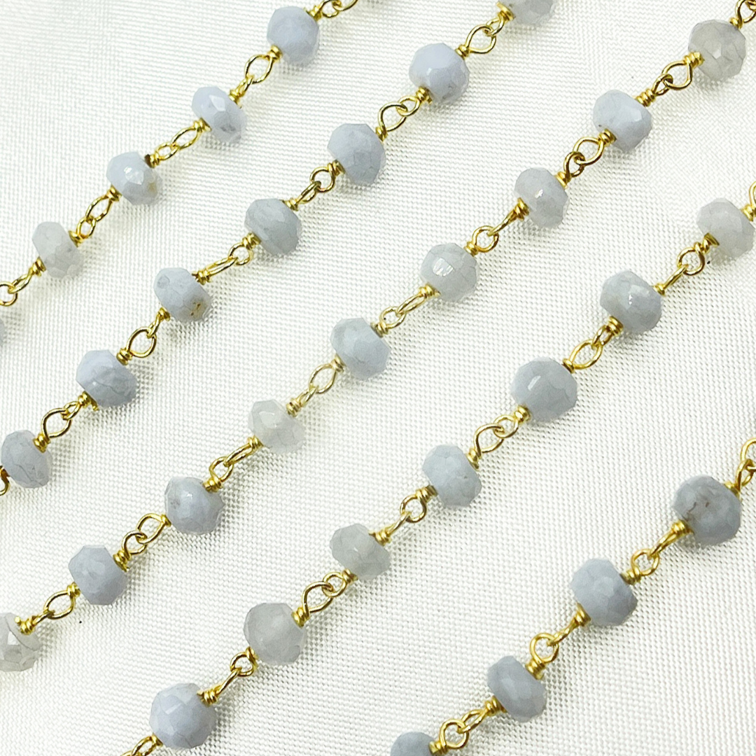 Blue Lace Agate Gold Plated 925 Sterling Silver Wire Chain. BLU2